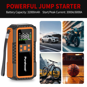 Purehood P60 Orange & Noir 6000A Gonfleur de Pneus Tout Temps 27000mAh 150PSI avec Pinces Intelligentes Type-C pour Voiture et Camion - Product Image 4