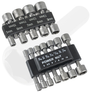 Power Nut Socket Set 5mm 12mm 1/4 3/8 1/2 In Drive Chrome Plated Industrial Automotive Repair - Product Image 1