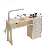 Table de Manucure Professionnelle Moderne pour Salon de Beauté, Poste de Manucure avec Aspirateur à Haute Puissance et 5 Tiroirs de Rangement