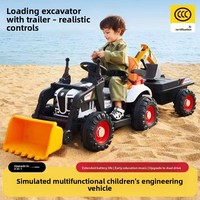 Jouet de voiture d'excavatrice électrique pour enfants, à monter soi-même, télécommande, alimenté par batterie, en plastique, pour garçons, 3-6 ans, blanc jaune, 6 roues