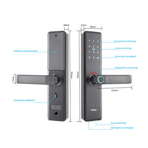 Serratura Intelligente per <span class=keywords><strong>Porta</strong></span> in Legno con Maniglia, Controllo WiFi e Bluetooth, Tastierino Numerico, Lettore di Carte e Impronte Digitali, Compatibile con App Tuya TTLock, per Casa, Ufficio e Hotel - Product Image 6