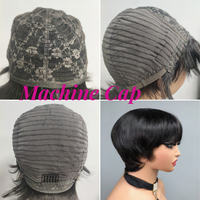Nouvelle Arrivée Prêt À Expédier Fabriqué À La Machine 8 Pouces Champignon Bob Perruque, Pas Cher Brésilien Droite Pixie Coupe Cheveux Humains Courts Bob Perruques