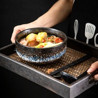 Lot de bols à ramen japonais XUANHUI en céramique noire sous glaçure, résistants au micro-ondes, design minimaliste, vaisselle de table, vente en gros