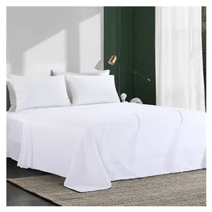 Lenzuolo da letto piatto di cotone 100% bianco di alta qualità 5 stelle hotel Plain tinto in super morbido e traspirante lenzuolo