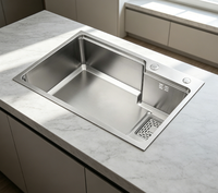 Évier de cuisine professionnel en acier inoxydable 304, simple bac, à encastrer sous plan, finition brillante, fait main, avec rebord, rectangulaire, moderne, garantie 5 ans