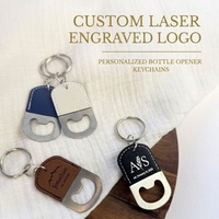 Porte-clés décapsuleur en cuir PU gravable au laser, décapsuleur de bière personnalisé gravé au laser, cadeaux vierges écologiques