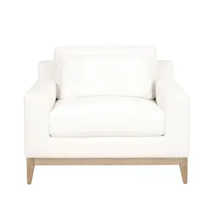New French provincial Living room white velvet single sofa with timber base.
