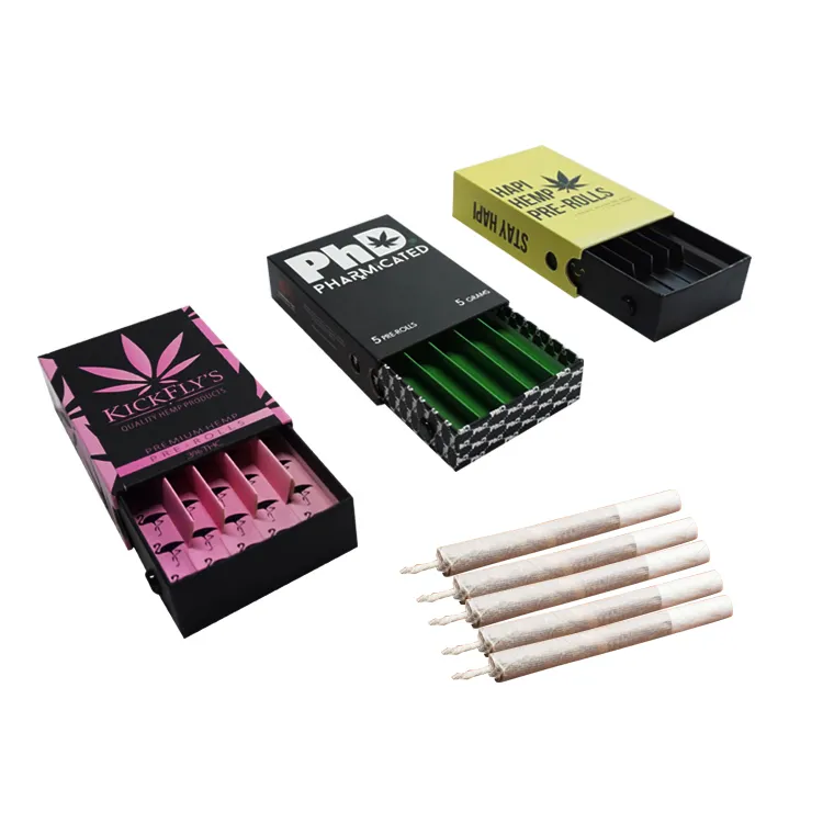 Caja de cigarrillos de cáñamo de papel pequeño resistente a niños, diseño personalizado, venta al por mayor