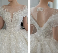 Robes de mariée de luxe scintillantes à col en V, manches longues, entièrement perlées, sur mesure, style Dubaï