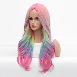 High Quality 60cm Body Wave Lolita <strong>Rainbow</strong> Color Synthetic <strong>Wig</strong> Halloween Party Anime Cosplay Heat Resistant Hair <strong>Wigs</strong> - Product Image 4