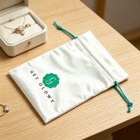Pochette à cordon en satin de soie blanc de haute qualité avec logo personnalisé pour bijoux, perruques, cils et cheveux SA-31