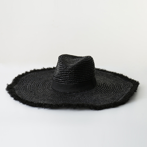 Shinehats <span class=keywords><strong>Sombrero</strong></span> de Paja de Panamá de Rafia de Ganchillo de Ala Ancha 14cm Personalizado Fabricante <span class=keywords><strong>Sombrero</strong></span> de Playa de Verano para <span class=keywords><strong>Mujer</strong></span> con Cinturón de Banda Negra - Product Image 2
