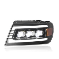 1999-2004 pour JEEP Grand Cherokee Ensemble de phares modifié avec des feux de jour à LED Clignotants à flux continu Trois lentilles