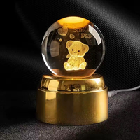 Veilleuse boule de cristal lumineuse créative personnalisée décoration boule de cristal sculptée au laser 3d