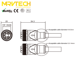 Marvtech Female 3/4/5/6 Pole 7/8 Overmoulded <b>Power</b> <b>Cable</b> Connector for Factory Automation Actuator Boxes - Product Image 5