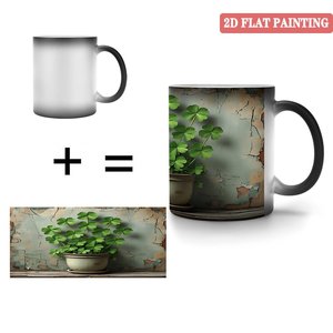 Taza Mágica de Cerámica Negra Esmerilada de 11 oz, Sensible al Calor, con Diseño de Plantas - Product Image 4