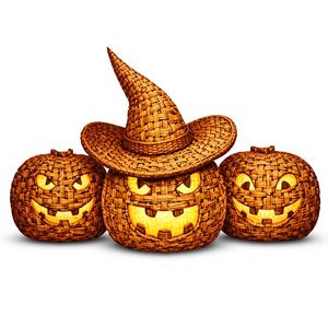 Sombrero Redondo Alto de Mimbre Pintado Ecológico para Halloween - Product Image 1