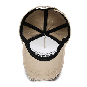 Distressed Denim Baseball Cap Khaki Soft Top Women's Spring Summer Casual Sun Protection Hat - Product Image 3