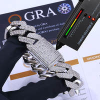 Fealux Catena Cubana Stile Hip-Hop in Argento Sterling 925 con Diamanti Moissanite VVS Colore D