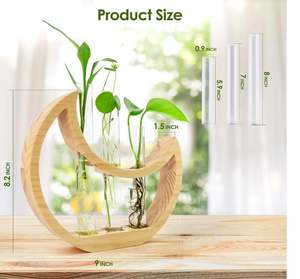 Support <span class=keywords><strong>de</strong></span> terrarium personnalisé pour plante, croissant <span class=keywords><strong>de</strong></span> <span class=keywords><strong>lune</strong></span>, pour intérieur, mur <span class=keywords><strong>en</strong></span> bois, vase à fleurs suspendu Boho avec tube à essai <span class=keywords><strong>en</strong></span> verre - Product Image 2