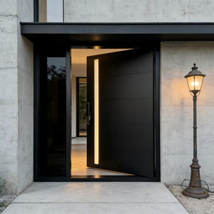 Porta d'Ingresso di Sicurezza Moderna ed Elegante, Porta Pivotante in Alluminio Minimalista con Isolamento Termico - Product Image 1