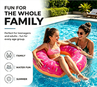 Grand Anneau de Natation Gonflable Rose en Forme de Donut de 120 cm, en PVC Durable de 0,25 mm d'épaisseur avec Découpes à Bords Biseautés, pour Piscine, Plage, Lac, Extérieur, Été