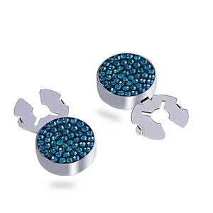 starry sky full with blue zircon silver BUTTON COVER Tuxedo Formal Shirt cufflink 17.5MM one pair