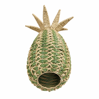 Ananas tressé en corde de papier fait main 42 cm, Décoration d'intérieur en forme de fruit artificiel avec structure en fer, Logo personnalisé OEM, Ornement ananas tressé