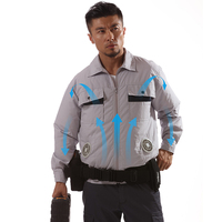 Pakaian kerja lingkungan panas baru pakaian jaket AC dengan empat kipas pendingin kain
