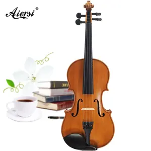 Factory supply cheap price violin Aiersi 4/4 violin student handmade ebony fingerboard set violin parts bow case rosin