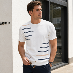 Custom Geometric Print T Shirt Men Modern Fashion Graphic <b>Tee</b> Premium Casual Wear Private Label OEM ODM Clothing Manufacturer - Product Image 1
