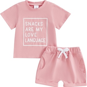 Conjuntos de Camiseta y Pantalones para Niños Pequeños, Unisex, Transpirables, Estilo Casual Elegante, Tela Jersey, Ropa de Moda - Product Image 1