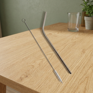 <b>Metal</b> Drinking <b>Straws</b> Reusable Cocktail Bar Accessories Minimalist Style 2-Pack - Product Image 4