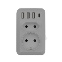 Produk Baru 1 hingga 2 Jalur Ekstensi Daya Listrik EU, Adaptor Steker Pengisi Daya Dinding OEM Soket Ekstensi Tahan Api PC CE ROHS FCC