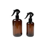 Flacon pompe en plastique PET rond transparent brun ambré de 100 ml, 200 ml, 250 ml pour liquide de parfum avec pulvérisateur à gâchette noir