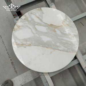 Goldtop Stone Wholesale Polished Finish Different Shapes Calacatta Gold <b>Marble</b> Table <b>Tops</b> for Dinning Room or Coffee Use OEM - Product Image 3