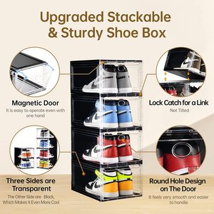Boîtes à chaussures pliables rectangulaires transparentes en plastique souple, personnalisables, écologiques, pour rangement en vrac - Product Image 4