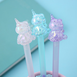 Penne Gel Creative con Testa di Cristallo Laser Colorata a Forma di <span class=keywords><strong>Unicorno</strong></span>, Penne Gel per Studenti e Ufficio - Product Image 1