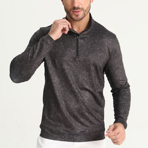 Jersey de golf de poliéster al por mayor, Camiseta deportiva de manga larga con cremallera de cuarto de alta calidad, logotipo personalizado impreso bordado suave - Product Image 5