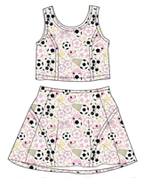 Nouveauté : Ensemble d'été décontracté pour bébés et jeunes enfants, comprenant un haut court sans manches à col rond et une jupe évasée à taille élastique, en tissu doux de haute qualité.