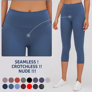 Celana Yoga Capri Ketat Wanita Logo Kustom Wanita Perempuan Memakai Desain Pakaian Fitness & Yoga Pinggang Tinggi Telanjang Ukuran US