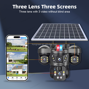 Hongnaer 12MP 3 Lens güneş enerjisi kablosuz gözetim Video PTZ kamera Pro Pro WiFi 4G Sim kart güvenlik <span class=keywords><strong>CCTV</strong></span> 4G güneş kamera - Product Image 3