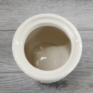 Pot à sucre en céramique <span class=keywords><strong>beige</strong></span> vintage, boîte de rangement en porcelaine avec couvercle en bois - Product Image 6