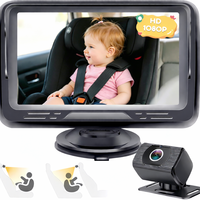 Moniteur de voiture HD 1080P pour bébé, installation facile en 3 minutes, caméra pour siège orienté vers l'arrière avec vision nocturne, écran anti-reflet, vue large