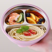 Assiette divisée en acier inoxydable 304 avec ventouse en silicone, bol à collation anti-chute, plateau de dîner pour pique-nique en extérieur et maison