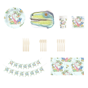 DAMAI - Juego de Platos de Papel Desechables con Diseño de Animales, Tema de Dinosaurios, para Fiestas Infantiles - Product Image 1