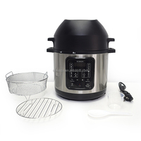 Vente en gros usine Friteuse à air en acier inoxydable avec couvercle amovible, multicuiseur 2-en-1 (friteuse à air et autocuiseur électrique), fonction cuiseur à riz