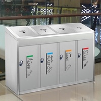 Cubo de basura de reciclaje de acero inoxidable de fabricación de dibujo OEM, cubo de basura de clasificación de centro comercial