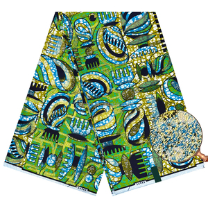 Tissus Cirés Imprimés Africains aux Motifs Classiques, Superbe Qualité avec Éclat Doré pour Couture, <span class=keywords><strong>Pagne</strong></span> et Robe de Soirée - Product Image 2