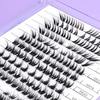 Vente en gros de faux cils en grappe, style naturel, en cheveux synthétiques, noirs naturels, faits à la main, réutilisables, sans cruauté animale